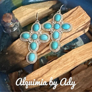Alquimia Western Turquoise extra long chunky dangle statement earrings